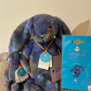 Jellycat Korean Exclusives Space Bunny Plush, keychain and pin